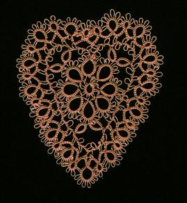Tatted heart with mock pearl tatting
